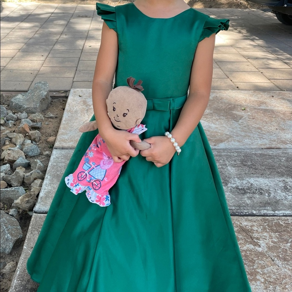 Green flower girl dress